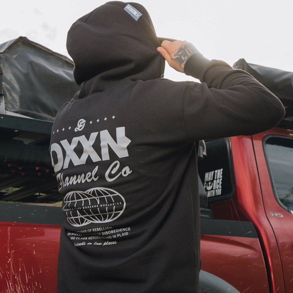 NWT Dixxon Flannel Black & Gray Tech Full Zip Hoodie Sweatshirt